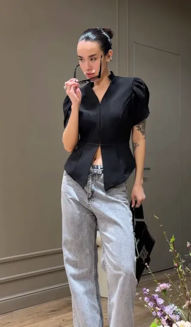 Женская куртка с чёрно-белым пеплум Одесса - изображение 7