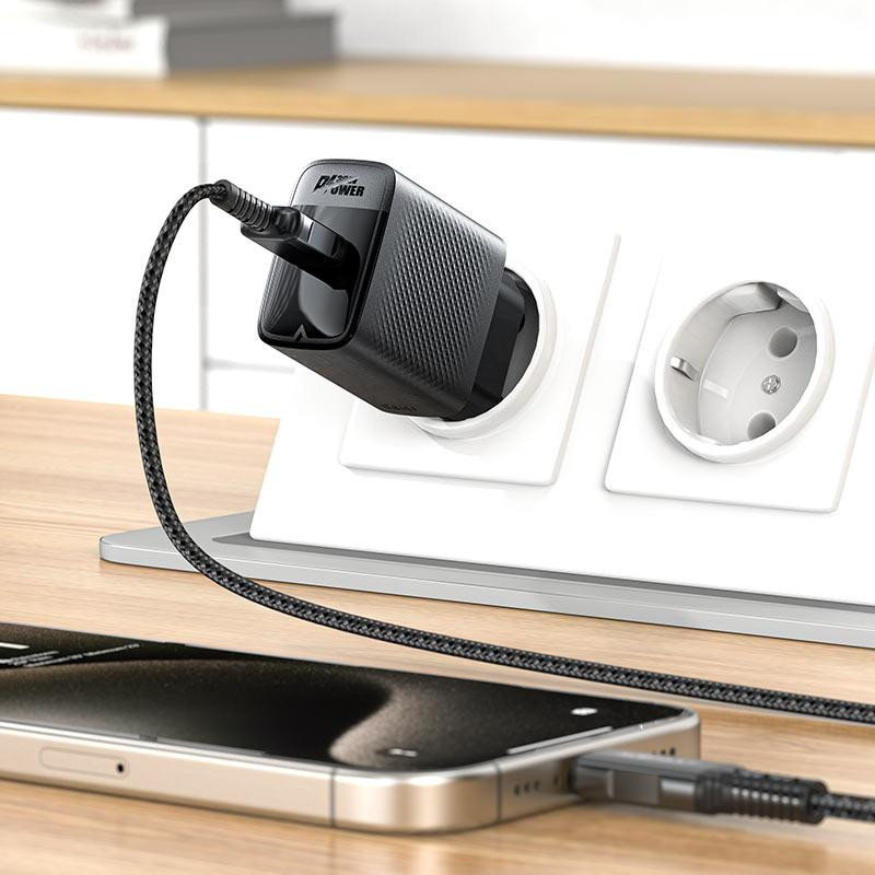 Мережевий зарядний пристрій ACEFAST A102 PD30W GaN single USB-C charger (EU) Black Одеса - фото 6