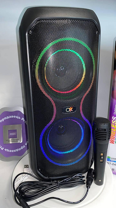 Колонка музична портативна Bluetooth з мікрофоном 4" BT-2425, 20Вт, FM-радіо, USB, TF, AUX, LED підсвітка Одеса - фото 1