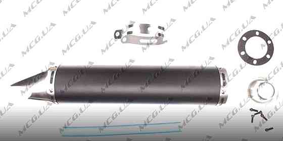 Глушитель (тюнинг) 420*10 см, креп. Ø78mm (нержавейка, черный глянцевый, прямоток, 6) Мукачево