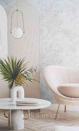 Обои виниловые на флизелине AS creation Della Natura 1.06Х10 листья ветки размытый рисунок серые на белом Киев