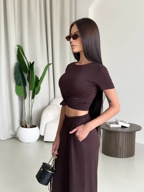 Жіночий костюм із якісної турецької віскози — чорний, шоколад Одеса - фото 17