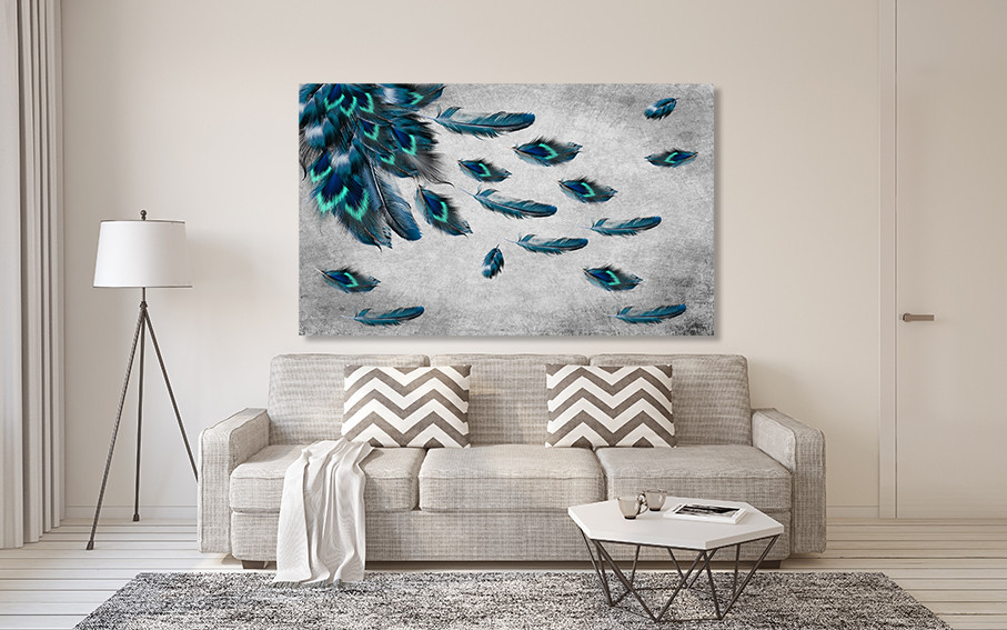 Картина полотно у вітальню / спальню   Пір'я Павича  MLP_279 ( 60х30см ) Київ - фото 2