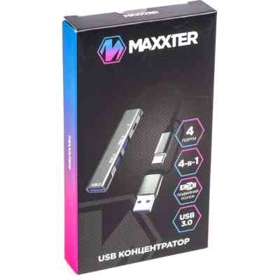 Концентратор Maxxter USB-C + USB-A to 1xUSB 3.0 + 2xUSB 2.0 + 1xUSB-C (HU3C-4P1CN-01) Винница