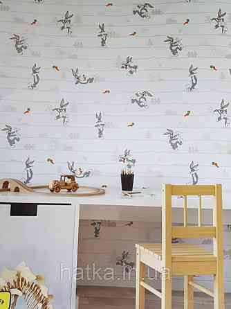 Обои виниловые на флизелине AdaWall Ada Kids метровые детские герои мультфильма Луни тюнз кролик Багз Банни Киев
