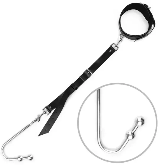 Анальний гак 3 із нашийником з натуральної шкіри Art of Sex - Anal hook, Чорний Львів