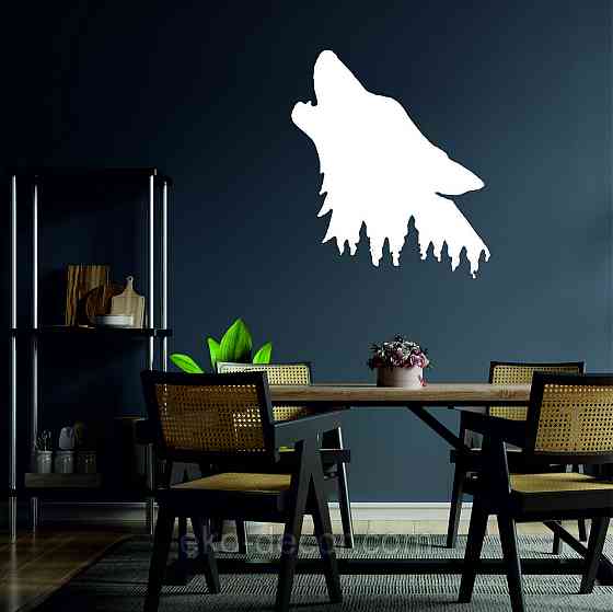 Декоративное настенное Панно «Волк», Декор на стену 50*43 см, Белый Киев