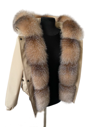 Бомбер женский с мехом блюфрост Бежевый р 42 Харьков