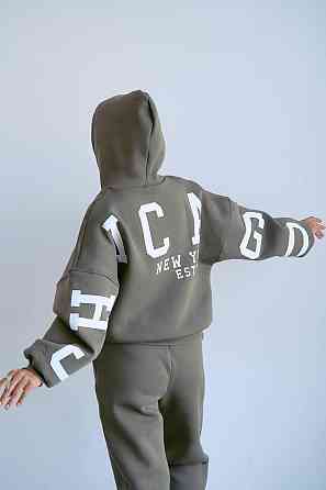 Женский стильный повседневный костюм Chicago с двойным капюшоном Хаки, 42/46 Одесса