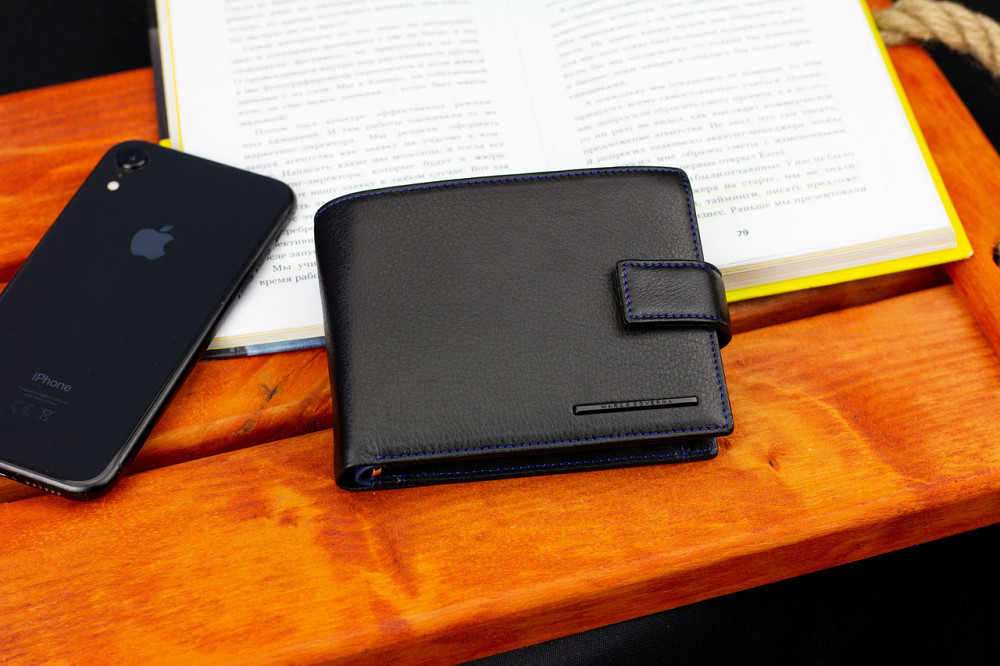 Черный стильный мужской кошелек с блоком для документов из натуральной кожи Marco Coverna MC-1006 A 1221 Каменское - изображение 8