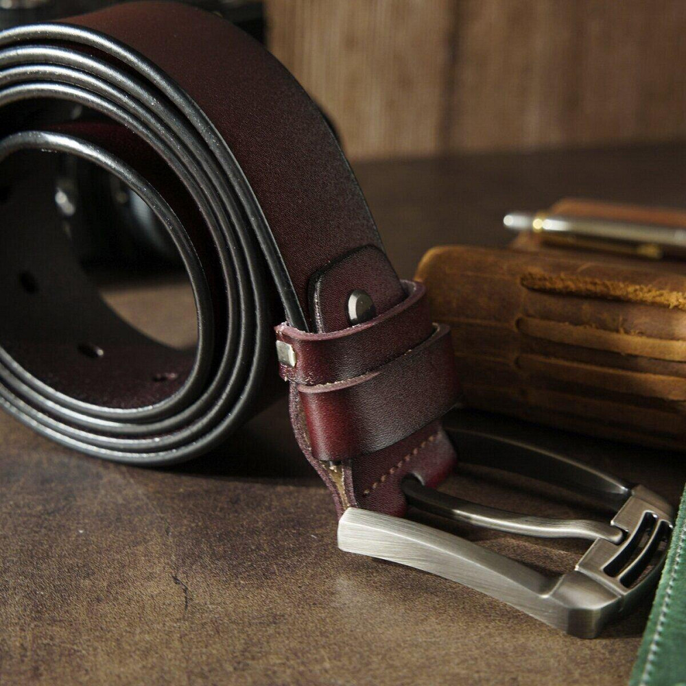 Ремень мужской с затемненной пряжкой механика Vintage 20313 Коричневый Киев - изображение 8