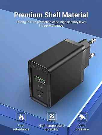 Зарядний пристрій Vention Two-Port USB(A+C) Wall Charger (18W/20W) EU-Plug Black (FBBB0-EU) Киев