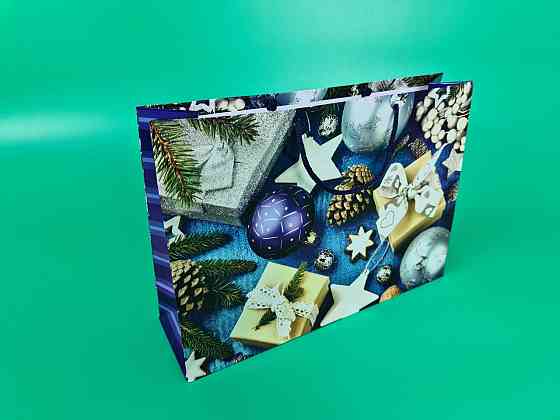 Паперові пакети великий горизонтальний 36/22/10 новорічний-06 (12 шт.) Харків