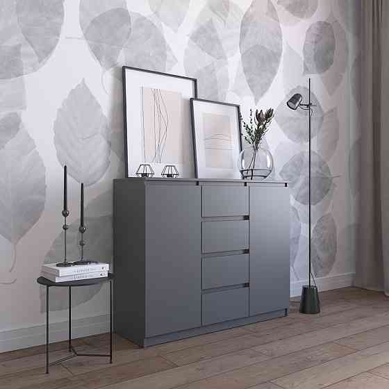 Комод VAYS R-11 Антрацит, 4 ящика и 2 отделения с полками, без ручек, ЛДСП, 120×40×98 см - для спальни, гостиной Львов