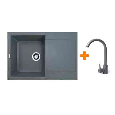 Мойка кухонная Adamant Horizon сірий + змішувач (1824296911504) Винница
