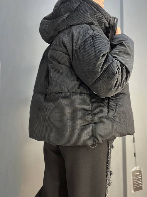 Куртка женская Snow Passion 1056 пуффер вельвет оверсайз широкая чорная, черный, 44-48 Киев - изображение 5