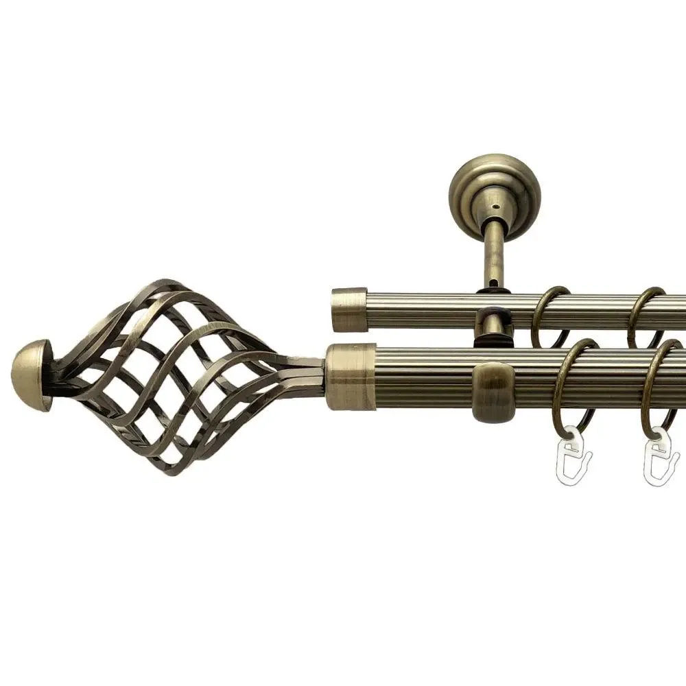 Карниз Orvit Арезо металевий дворядний відкритий рифлена труба кільце металеве Антик 25\16 мм 160 см (00-00017945) Львів - фото 1