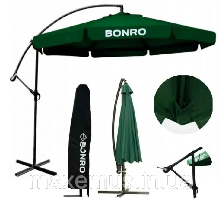 Садовая зонт Bonro B7218 Green 3 м зеленый с наклоном 6 спиц зеленая Мостиска - изображение 14