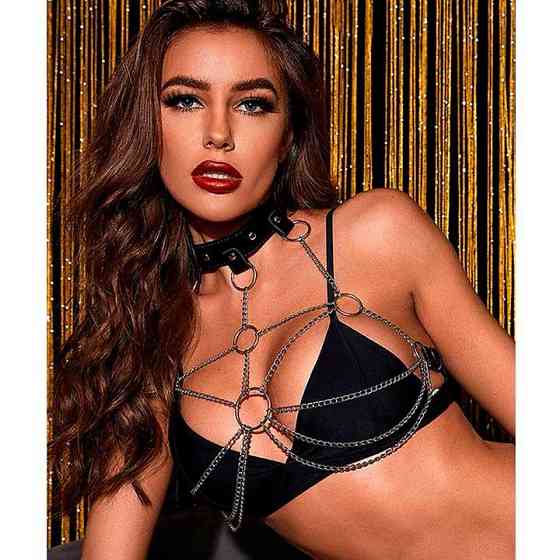 Портупея с цепями и чокером - Черный - Садо-мазо Винница