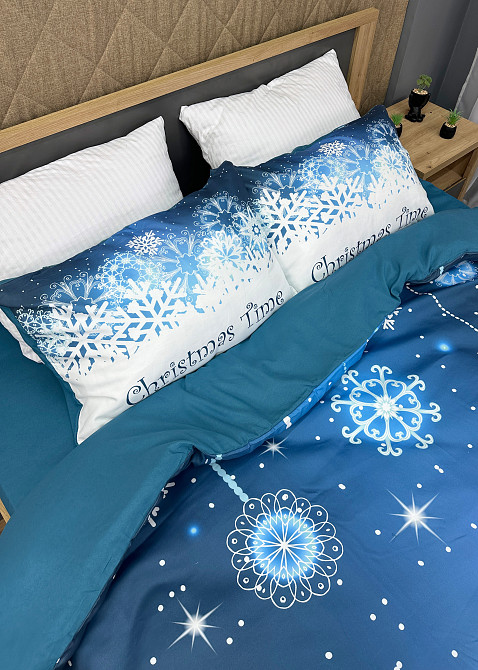 Комплект постільної білизни Фланель, Epico Євро 200х220 з Різдвяним принтом (88-198) Київ - фото 2