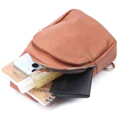 Сумка Vintage Жіноча через плече з екошкіри з акцентом на текстильну лямку Руда (22780) Вінниця