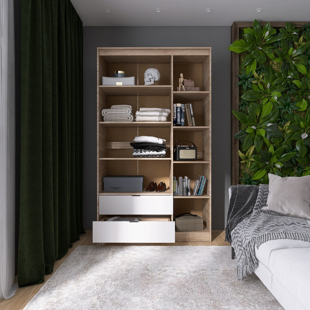 Шкаф распашной для одежды с выдвижными ящиками (полки - полки) Эверест Сити-1200 120,2х50х204,6 см Дуб сонома/Белый (DTM-071128) Львов - изображение 4