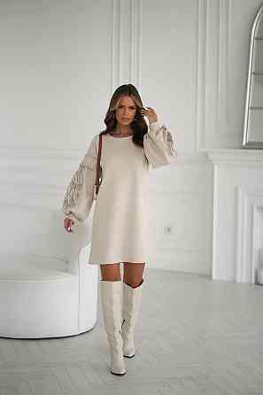 Женское замшевое платье с вышивкой 46 - 48, Бежевий Одеса