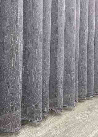 Тюль льон “Дощик” однотонний, колір сірий 1986т Київ