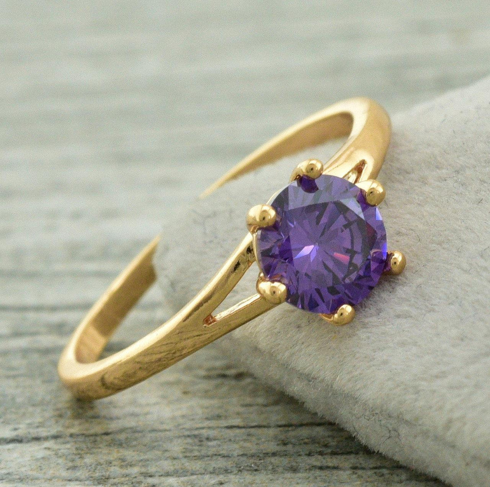 Кольцо фиолетовые фианиты Xuping позолота 18К, 19 размер (ширина 6мм, вес 1.4г) Киев - изображение 4