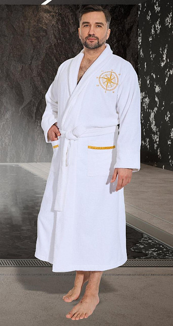 Чоловічий махровий халат із вишивкою-корисний подарунок (56-58) Київ - фото 4