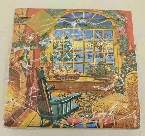 Новогодняя бумажная салфетка (ЗЗхЗЗ, 20шт) LuxyНГ Рождественская атмосфера(1241) (1 пачка) Харьков