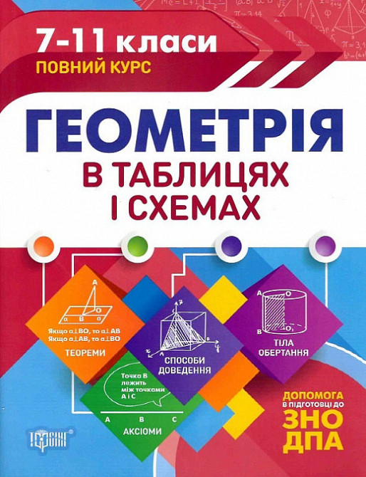 Книжка: Таблиці та схеми. Геометрія в таблицях і схемах. допомога до ДПА, ЗНО. 7-11 класи, шт Київ - фото 1