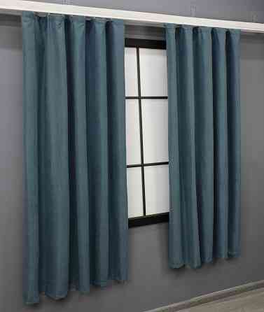Комплект коротких штор VR-Textil Микровелюр Petek № 1489ш Серо-голубой 130х170 см 2 шт (35-0215) Киев