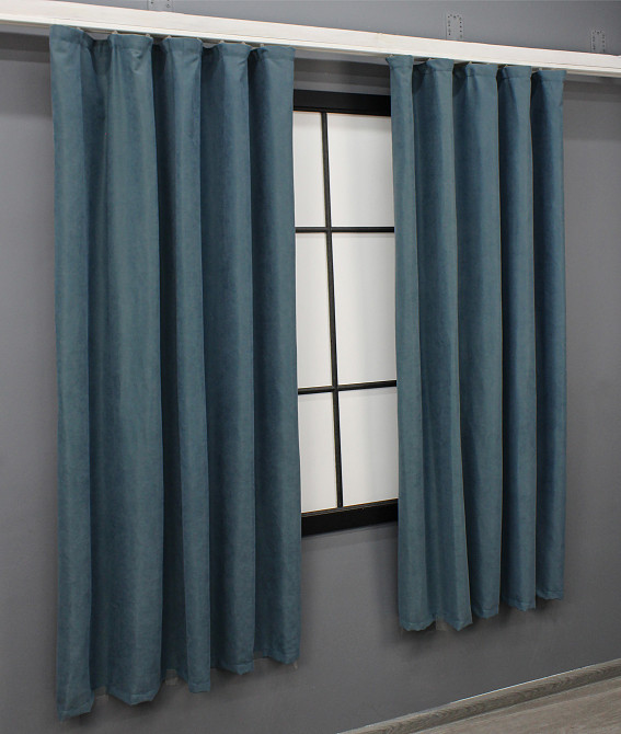 Комплект коротких штор VR-Textil Мікровелюр Petek № 1489ш Сіро-блакитний 130х170 см 2 шт (35-0215) Київ - фото 3