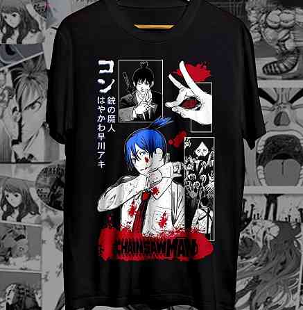 Футболка аниме Человек-бензопила оверсайз (S/M/L) Черний AnimeJ1007 Днепр