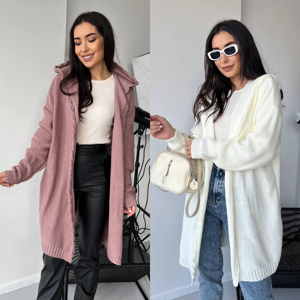 Женский модный вязаный кардиган с капюшоном. 44-54р. Киев - изображение 3