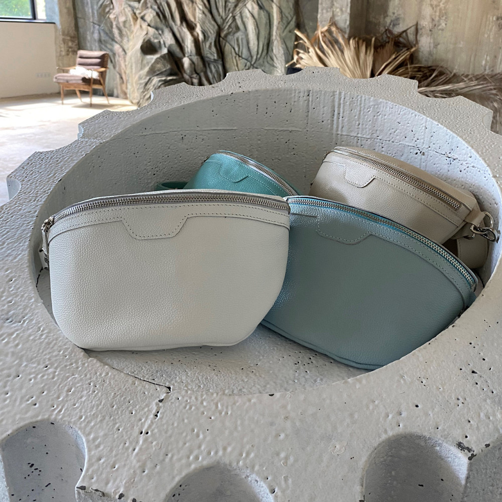 Поясная бананка кожаная женская, качественная классическая на каждый день, мятнаяMasterSem Киев - изображение 5