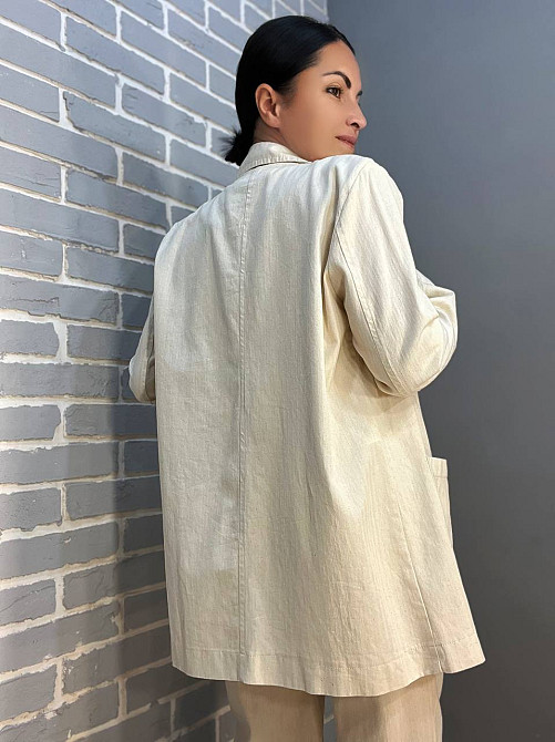 Пиджак Mix Ray 4441 удлиненный оверсайз с накладными карманами молочный, молочний, L Киев - изображение 2