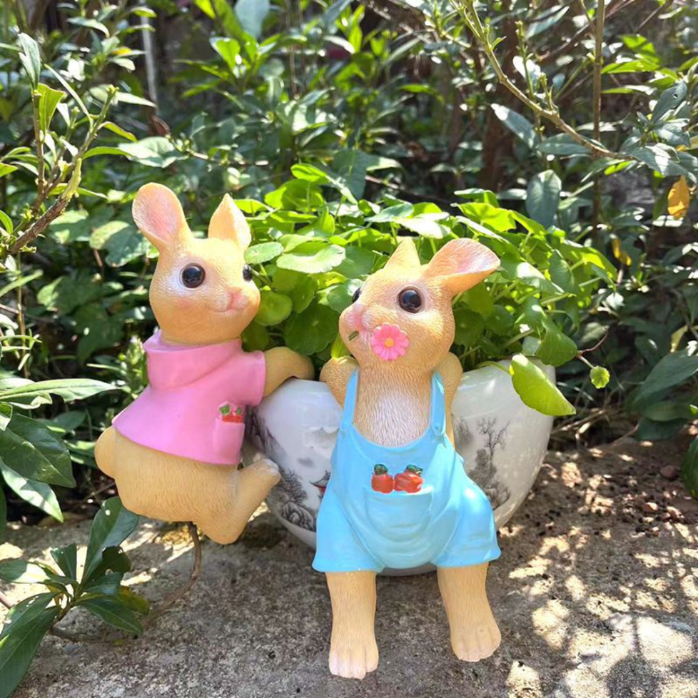 Веселые Кролики 2 шт 17 х 7 см из полистоуна Украшения для цветочных горшков, садовые фигурки Одесса - изображение 1
