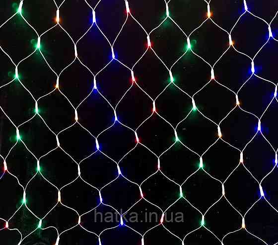 Гірлянда-сітка новорічна LED VALESO 160 RGB 1.2x1.5 м 8 режимів Зелений провід LKS5048 Київ