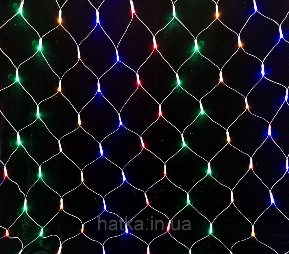 Гірлянда-сітка новорічна LED VALESO 160 RGB 1.2x1.5 м 8 режимів Зелений провід LKS5048 Київ - фото 1