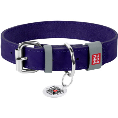 Ошейник для животных WAUDOG Classic кожаный 12 мм х 19-25 см фиолетовый (02019) Винница - изображение 1