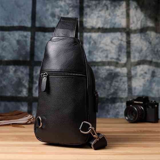 Чоловіча сумка через плече з натуральної шкіри Vintage 23032 Чорний Київ