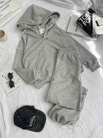 Женский прогулочный оверсайз костюм: кофта на молнии и штаны турецкая трехнить петля Меланж Одесса