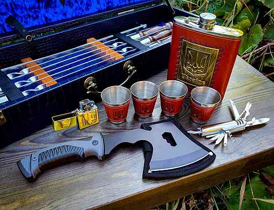 Ідеальний подарочний набір для шашлика в кожаному кейсі ідеальний подарунок військовому VIP 9 Тернопіль