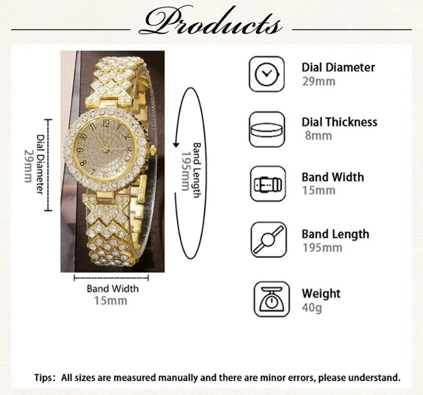Подарочный набор для женщин: наручные часы, браслет, кольцо, ожерелье и серьги, без подарочной коробки золотой Киев - изображение 8