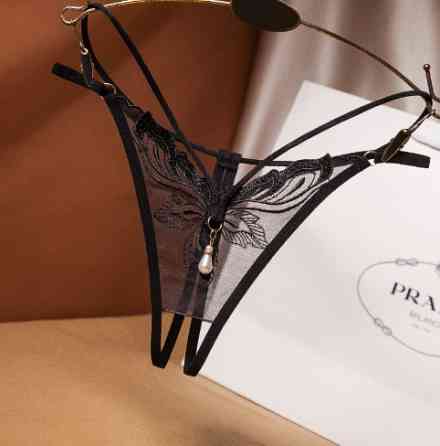 Еротичні трусики з розрізом та бусинкою - розмір універсальний (на резинці), в талії до 85см Київ