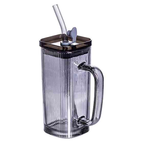 Кружка скляна з кришкою та трубочкою 280 (мл) чашка з трубочкою та кришкою на подарунок HP-19-52 Коломия