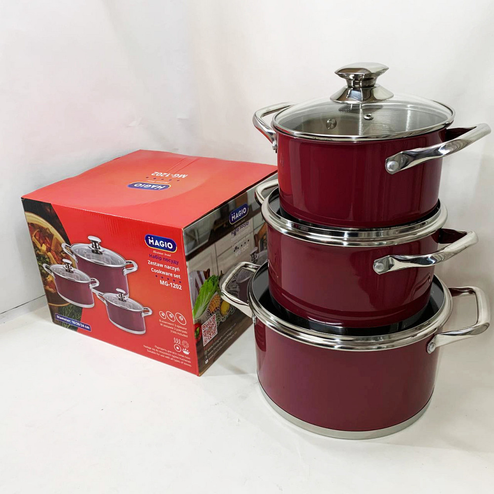Набор качественных каструль MAGIO MG-1202 6 шт, Хорошие кастрюли, Кастрюля из нержавеющей стали YD-82 Львов - изображение 8