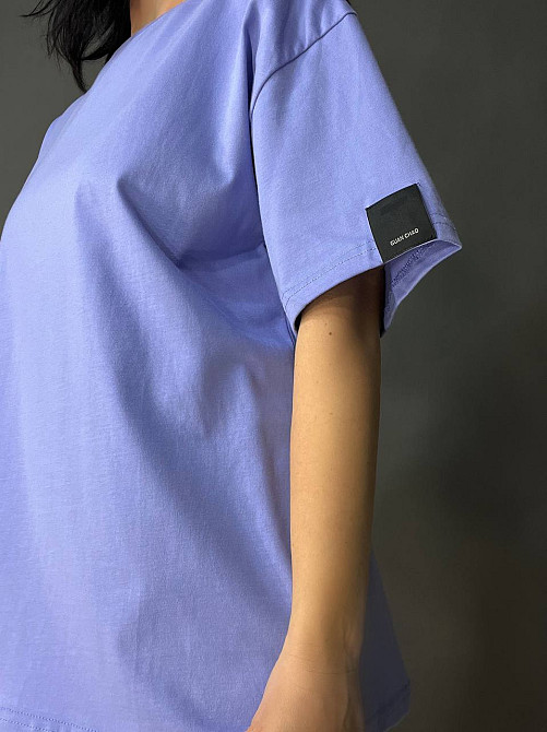 Футболка женская A-N 26075 оверсайз базовая с нашивкой, сиреневый, one size Киев - изображение 3